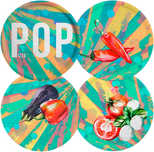 Set piatti pizza pop - 4, in