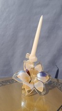 Fiore porta candela in vetro di Murano/ colore panna-marrone