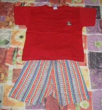 COMPLETO T-SHIRT E PANTALONI CORTI BAMBINA TAGLIA 2 ANNI ELLEPI ROSSO RIGHE