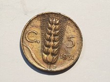 Regno d'Italia Vittorio Emanuele III 5 Centesimi Spiga 2° Tipo 1931