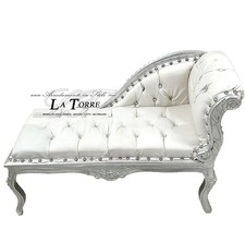 Dormeuse panca romana divano panchetta legno argento ecopelle bianca k85