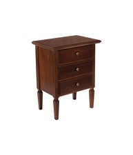 COMODINO ARTE POVERA IN LEGNO 3 CASSETTI TINTA NOCE 51X34X67 (79).