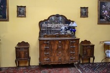 Comò con specchio e coppia di comodini stile Barocchetto anni 50