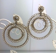 Bellissimi orecchini grandi dorati con doppio cerchio cerchio cerchio donna gioielli