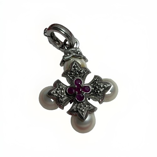 Ciondolo croce viola - , zirconi