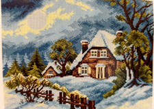 QUADRO CANOVACCIO MEZZO PUNTO  DA RICAMARE 30 x 40 " notte silenziosa