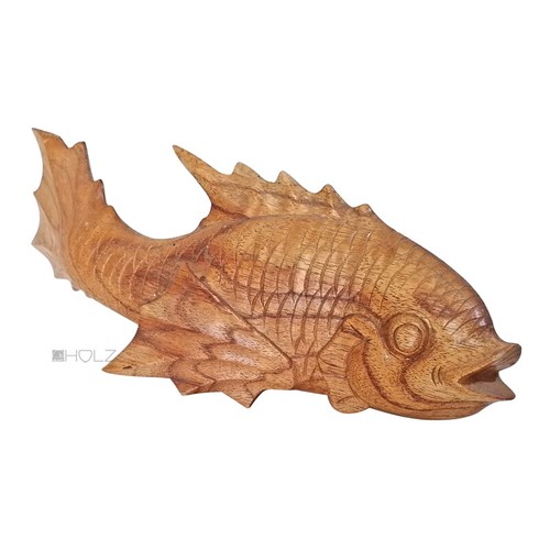 Pesce intagliato teak legno - pesce,