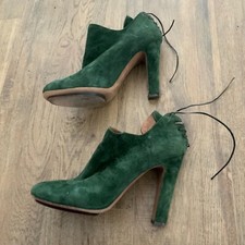STIVALI STILETTO ALLA CAVIGLIA BANFI ZAMBRELLI SCAMOSCIATI - VERDE BRILLANTE - TAGLIA 10 B - MADE IN ITALY