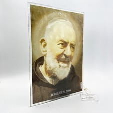 Icona in vetro di Padre Pio Lastra Giubileo 2000 Bassorilievo Placca quadro 