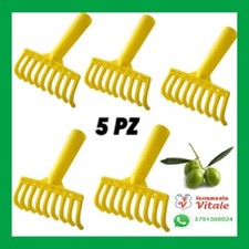 5 RASTRELLI RACCOLTA OLIVE PETTINE 9 DENTI FORO PER MANICO RASTRELLO PLASTICA