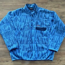 Pile Uomo Patagonia Synchilla Snap T Raro Tribal Geo Fish Radar Blu XXL 2 XL