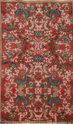 Tappeto lana rosso - , floreale