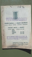 FIAT CHASSIS BALILLA 4 MARCE COLONIALE 508 M SUPPLEMENTO CATALOGO PARTI RICAMBIO