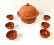 TERRACOTTA TOSCANA PER LA TAVOLA SET PENTOLA DOPPIA COTTURA  E 6 CIOTOLE VINTAGE