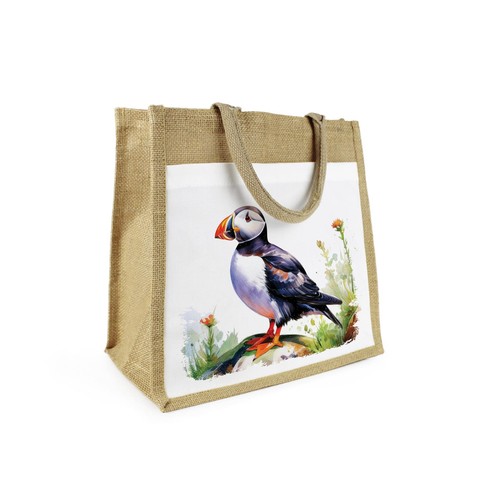 Puffin juta shopping bag - shopping,