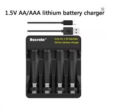 Carica batteria per Litio AA e AAA 1.5V 4 slot con cavoUSB  Type-C