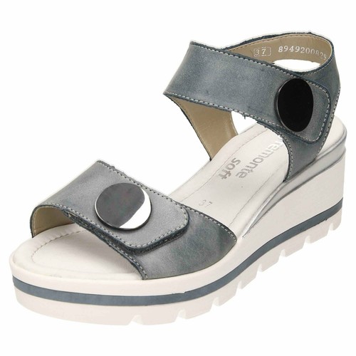 Sandali pelle con zeppa - sandali, blu
