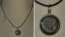 Collana INTER ⚫️? calcio ⚽️ gadget ARTIGIANALE❗distintivo ciondolo girocollo