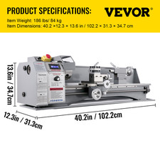 Tornio per Metallo Mini Tornio 220X750Mm 1.1KW Perforatura a Tornitura Frontale