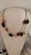 collana prehnite eliotropio corniola due fili cm 60