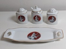 Crodau Czechoslovakia Cellars on Tray  Condiment Set, Salt and Pepper Shakers, 