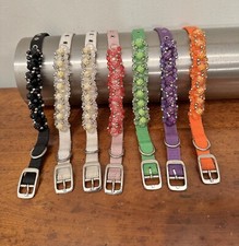 SET 7 COLLARI CANI, COLORI ASSORTITI, TESSUTO TECNICO CON PIETRE E STRASS Tg. S