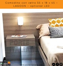 Comodino con vetro per arredo alberghi hotel b&b 55x18x45-LAGOON LED optional