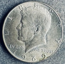 1/2 dollaro 1969 D USA "Kennedy Half Dollar" 11,5 g .400 argento KM#202a K011025F