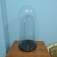 CAMPANA DI VETRO ANTICA D'EPOCA LEGNO STATUA STATUINA VINTAGE ARTE CRISTALLO 