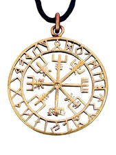 Ciondolo bussola vichinga nastro bronzo bussola vichinga Vegvisir rune sentiero n. 122