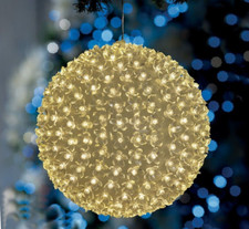 Luci Natale LED Sfera con 50 Fiorellini ESTERNO Luce CALDA Diametro 10 cm