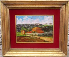 A. PETAGNA - LA CASA ROSSA - 1945 - VECCHIO QUADRO DIPINTO OLIO