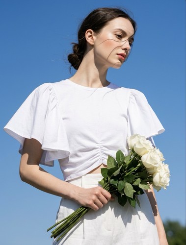 Shirt girocollo zara bianca - girocollo,