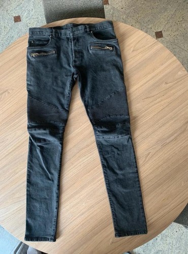 Balmain biker jeans gray - balmain,