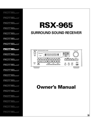 Rotel rsx 965 ricevitore - rotel, rsx-965