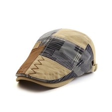 Uomo Casual Cappello Piatto Patchwork Guida Cabbie Baker Basco Golf Plaid Estate
