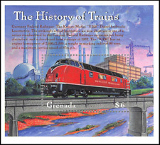 Grenada 2000 treni, locomotiva diesel, ferrovie, trasporti m/s MNH