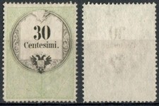 LOMBARDO VENETO 1854 MARCA DA BOLLO c. 30 CALCOGRAFICO NUOVO SENZA GOMMA SASS. 8