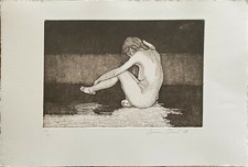 Romano Stefanelli incisione acquaforte Nudo seduto  50x35 firmata numerata su 50