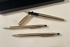 Set Penne CROSS Century Placcate Oro . Stilografica , Roller e Matita