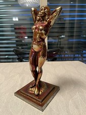 Scultura dorata Liberty Art Nouveau, Nudo di donna