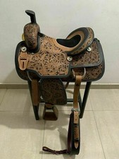 Bella Western/Roper Pleasure Trail Reining intagliato a mano Sella 16"...