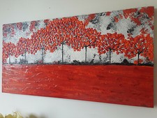 QUADRO MODERNO ASTRATTO DIPINTO A MANO PAESAGGIO MATERICO  40x80x4cm  RIF141