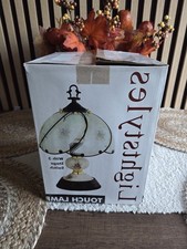 Lampada touch da tavolo stile Tiffany floreale vintage petali vetro nuova con scatola