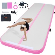 VEVOR Tapis de Gymnastique Gonflable 3 m Piste d'Acrobatie avec Pompe Rose