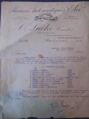 Ancienne lettre pianos - ancienne,