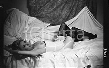 1965 ca VINTAGE EROTIC Topless woman lying down - NEGATIVE Raymond VAN DOREN