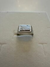 ANELLO Da Uomo In ORO BIANCO 18 Karati 750% Satinato Lavorato Con Zircone Tondo