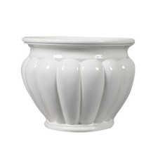 Portavaso in Ceramica Cachepot Copri Vaso BRANDANI Coste Bianco 30 cm