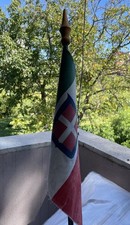 Piccola Bandiera Reale Savoia Stampata Tessuto 25x35 Con Puntale E Asra In Legno